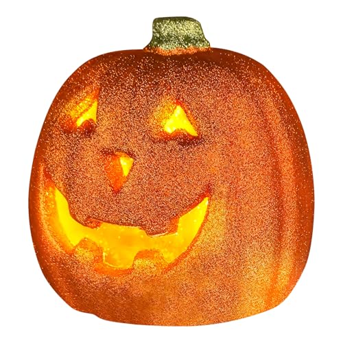 Halloween Deko Kürbis Laterne, Halloween Deko Outdoor LED Kürbis Helloween Dekorationen Plastik Kürbisse LED Horror Kürbisse Beleuchtung Tischdeko Herbstdeko Für Spukhaus Oder Garten von Timasser