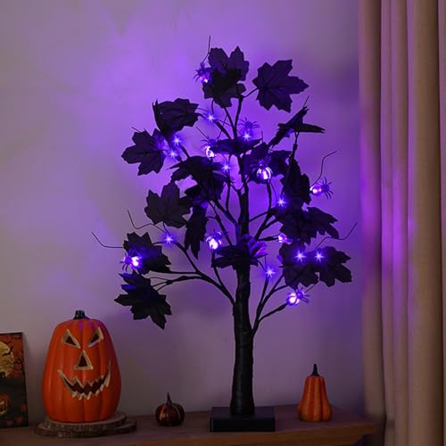 Halloween Deko Led Baum, Halloween Baum mit 24 LED-Augapfellicht 60CM Künstliche Baumlampe Led Baum Innen USB- oder Batteriebetrieben für Halloween Dekoration Herbst Deko (C) von Timasser
