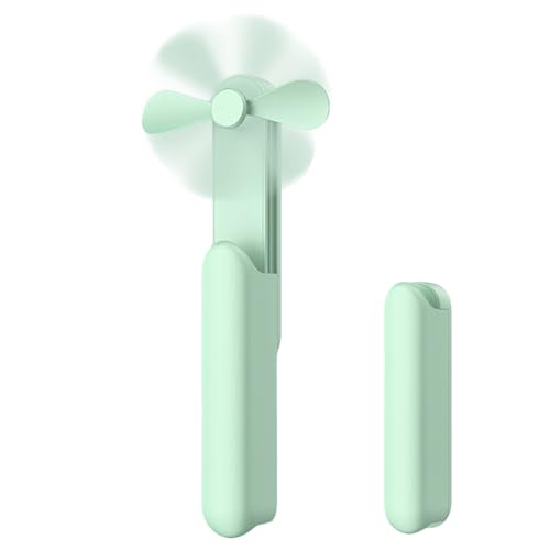 Handventilator, 2 Geschwindigkeitsstufen Mini Ventilator USB-Ventilator Handventilator Akku Aufladbar Handventilator Leise Tragbarer Ventilator für Reisen Büro Zuhause Outdoor und als Geschenk (Grün) von Timasser