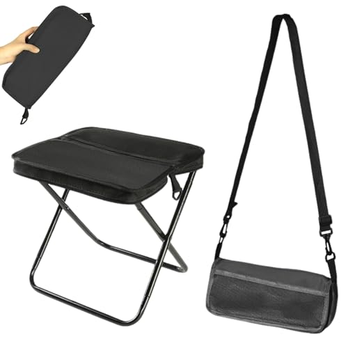 Timasser Campingstuhl Faltbar, Anglerstuhl Klappstuhl Camping Strandstuhl Klappbar Leicht mit PU-beschichtetes Oxford-Gewebe Tragkraft 120 kg (Schwarz (groß)) von Timasser