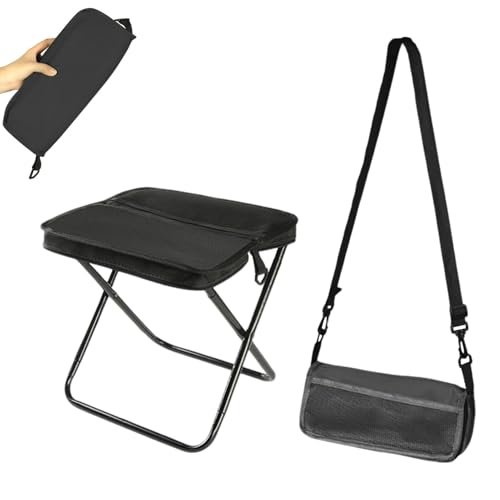 Timasser Campingstuhl Faltbar, Anglerstuhl Klappstuhl Camping Strandstuhl Klappbar Leicht mit PU-beschichtetes Oxford-Gewebe Tragkraft 120 kg (Schwarz (klein)) von Timasser