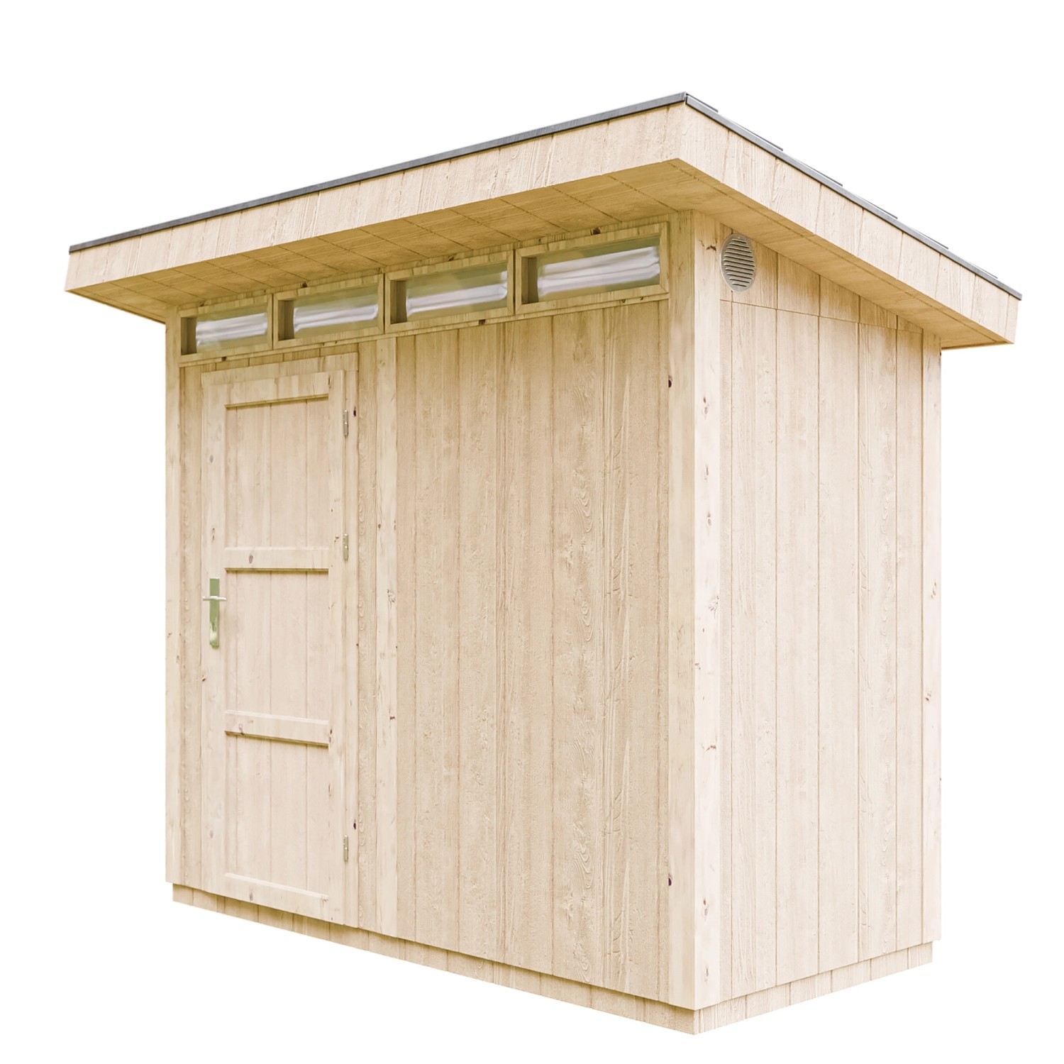 Timbela Holz-Gartenhaus M901 Flachdach Grundiert 161 cm x 294 cm von Timbela