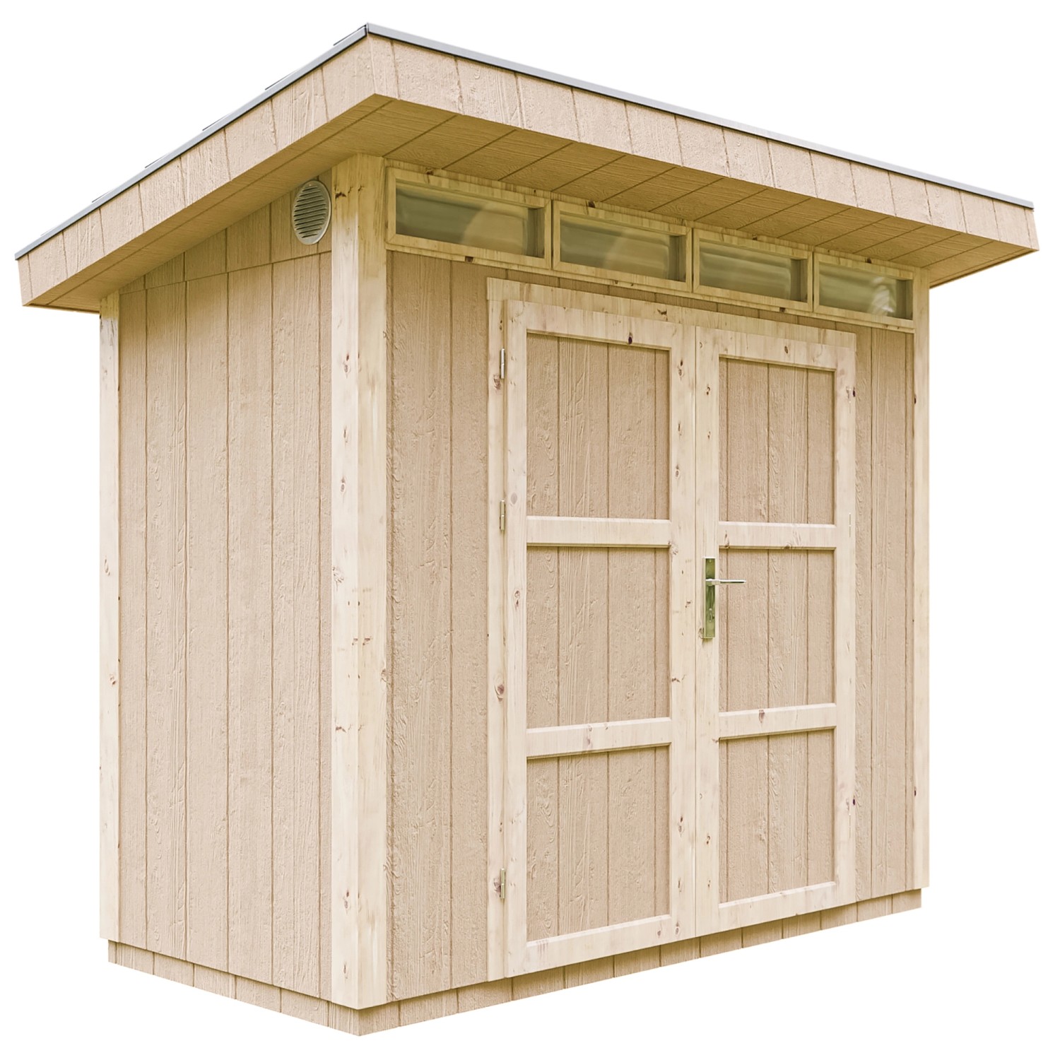 Timbela Holz-Gartenhaus M901A Flachdach Grundiert 161 cm x 294 cm von Timbela