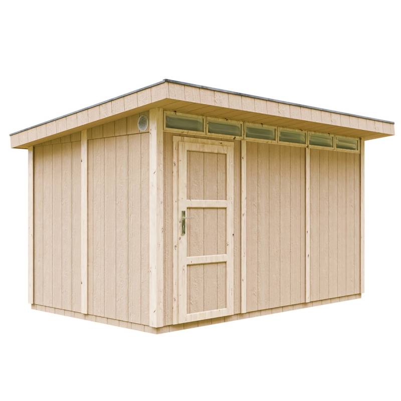 Timbela Holz-Gartenhaus M904 Flachdach Grundiert 412 cm x 279 cm von Timbela