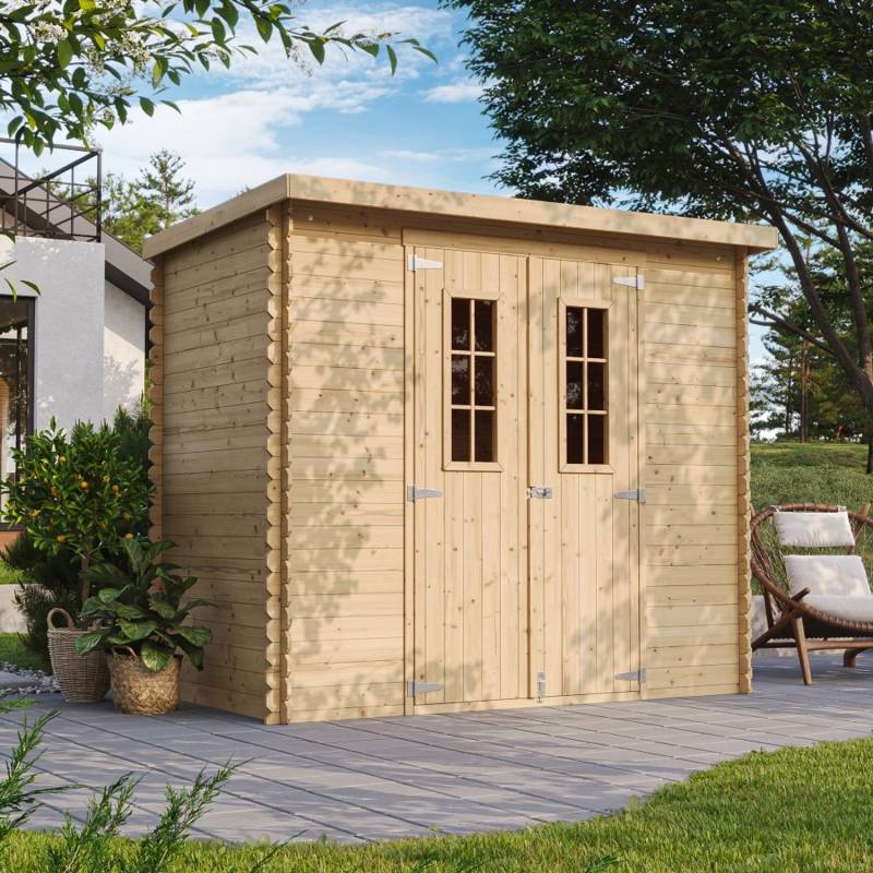 Timbela Holz-Gartenhaus M310C+M310G mit Boden Beige Braun 2,63 m² FSC® von Timbela