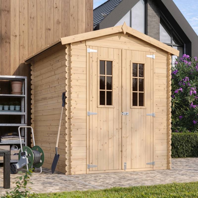 Timbela Holz-Gartenhaus M320C+M320G mit Boden Beige Braun 2,82 m² FSC® von Timbela