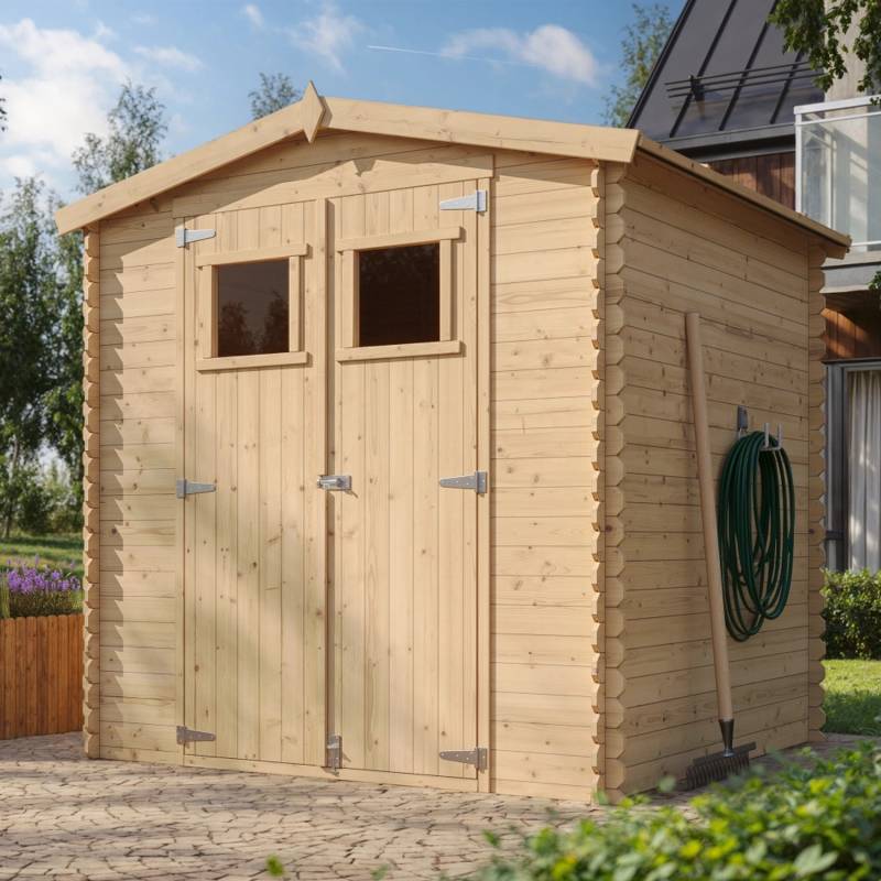 Timbela Holz-Gartenhaus M343 Beige Braun 3,53 m² FSC® von Timbela