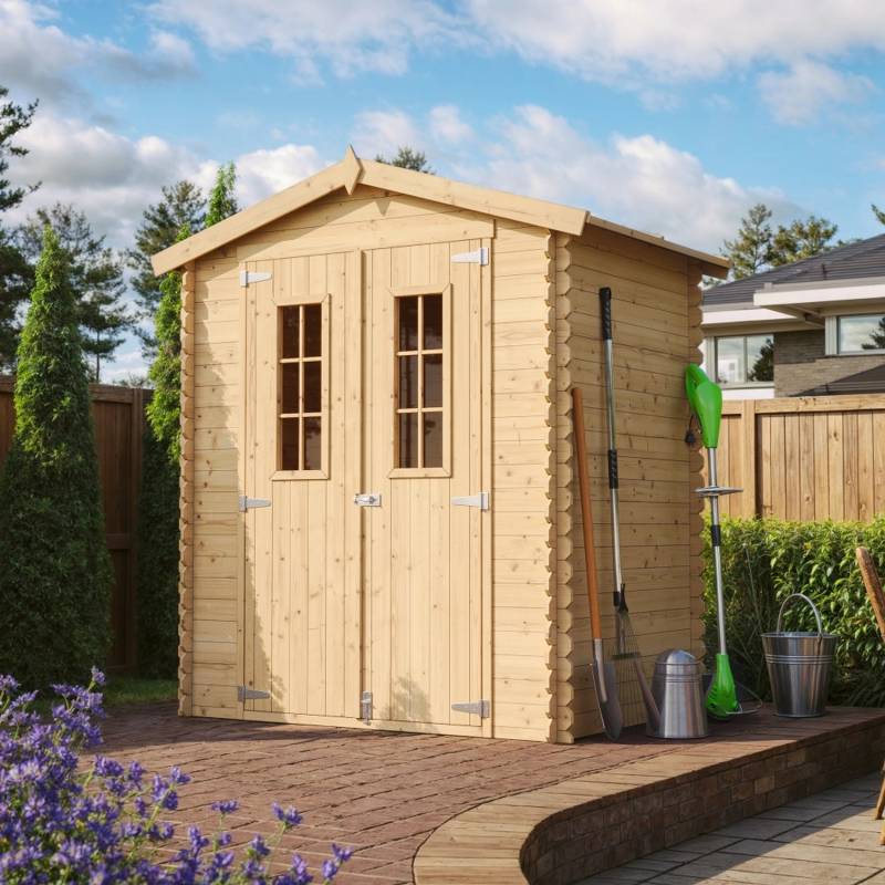 Timbela Holz-Gartenhaus M367C Beige Braun 1,98 m² FSC® von Timbela