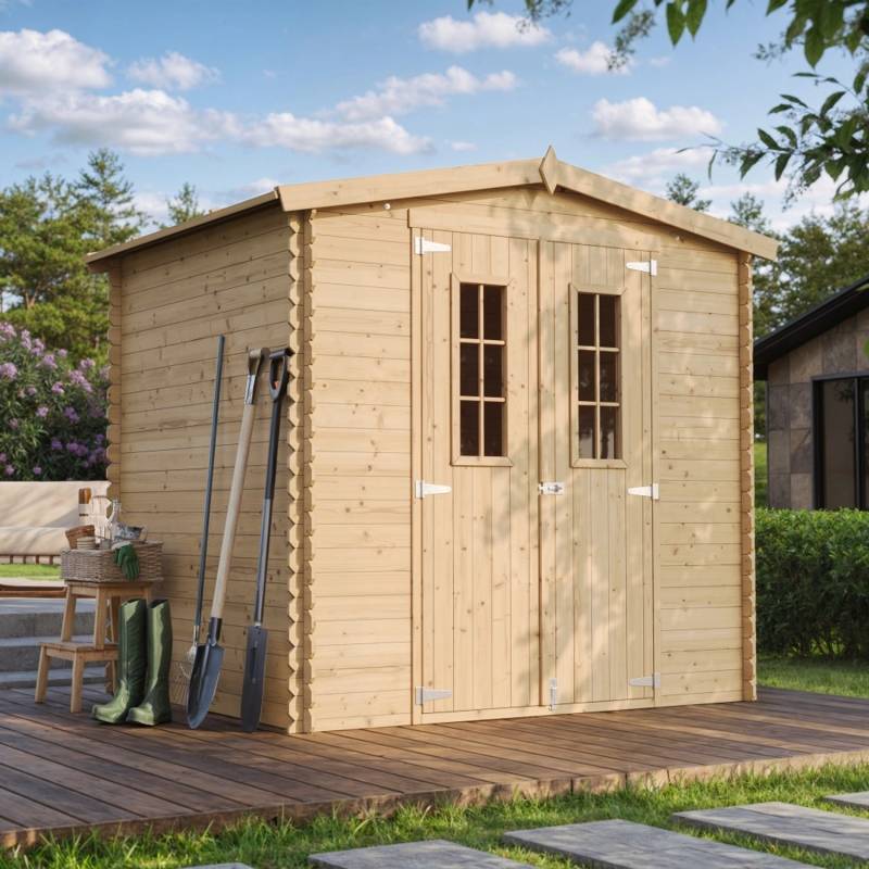 Timbela Holz-Gartenhaus M369C Beige Braun 4,33 m² FSC® von Timbela