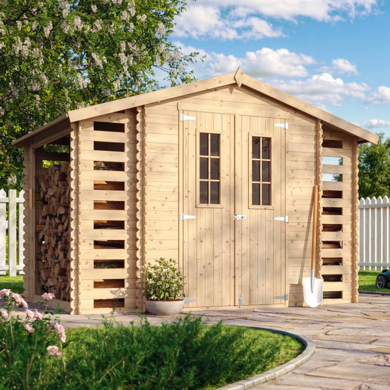 Timbela Holz-Gartenhaus M391C Beige Braun 5,47 m² FSC® von Timbela