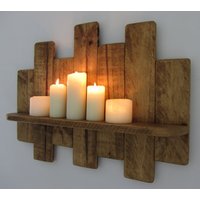 66cm Altholz Schwimmendes Regal/Led Kerzenhalter Küchenregal Badezimmerregal von TimberWizards
