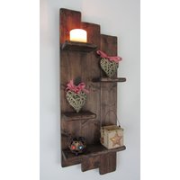 82 cm Groß Shabby Chic Rustikales Reclaimed Holz 4-stöckiges Floating Regal/Schmuckregal Vitrinenregal von TimberWizards