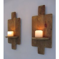 Paar 45cm Led Kerzenständer Im Art Deco Stil Wandlampen/Floating Shelf 7 Farbvarianten von TimberWizards