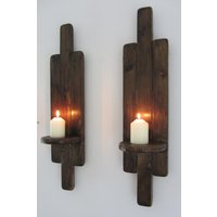 Paar Art Deco Stil Rustikale Holz Wandlampen/Led Kerzenhalter 7 Farboptionen von TimberWizards