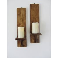 Paar Rustikale Gewachste Recycelte Palettenholz Wandleuchte Led Kerzenhalter Paar Rustikale Gewachste Recycelte Palettenholz Wandleuchte Led Kerzenhalter von TimberWizards