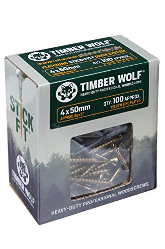 Timber Wolf TW40050 Holzschrauben, 4,0 x 50 mm, 100 Stück, Zink/Gelb (Gold) von TIMBER WOLF