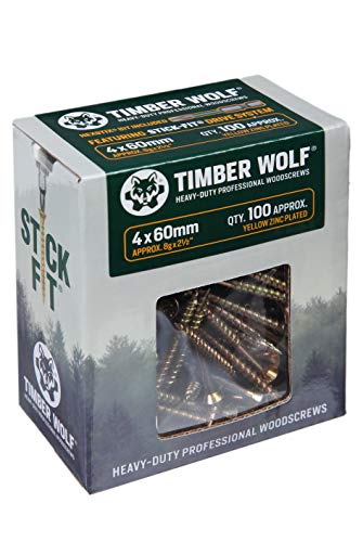 Timber Wolf TW40060 Holzschrauben, 4,0 x 60 mm, Box mit 100 Stück, Zink und Gelb (Gold) von TIMBER WOLF