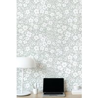 Flower Power Wallpaper - Helles Salbei. Tapete Abziehen Und Aufkleben. Abnehmbar. Akzentwand. Mehrere Farboptionen Verfügbar. 50 Zoll. Grün von TimberleaMinimal