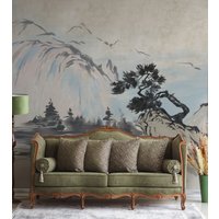 Fresko Tapete Wandbild. Schlafzimmer Wandbild Tapete. Abnehmbares Peel & Stick + Traditionelle Tapetenoptionen von TimberleaMinimal