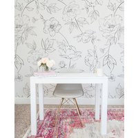 Großes Florales Wandbild. Schwarz Und Weiß. Abnehmbares Peel + Stick Traditionelle Wallpaper-Optionen. Mehrere Farben Erhältlich. Schick von TimberleaMinimal