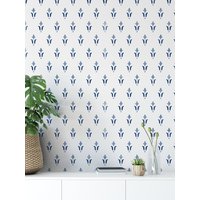 Handgemalte Tapete Mit Azulejos Blau. Abziehen Und Aufkleben. Abnehmbar. Akzentwand. Mehrere Farben Erhältlich. Blaue Tapete. Fliese von TimberleaMinimal