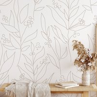 Moderne Line Art Tapete. Beige Farbe. Peel & Stick Und Traditionelle Wallpaper-Optionen. Akzentwand. Wandbild. Viele Farben Erhältlich. Aktualisiert von TimberleaMinimal