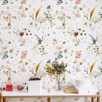 Tapete Mit Blumenmuster. Originalfarben. Peel & Stick Und Traditionelle Wallpaper-Optionen. Abnehmbar. Akzentwand. Schlafzimmer Tapete von TimberleaMinimal