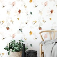 Aquarell Gartenblumen-Tapete Einfach Und Minimal 2022 Kollektion. Aquarell. Schälen Aufkleben. Abnehmbar von Timberleaco