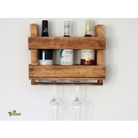 Rustikales Weinregal Vintage Wandregal Champagne Holz Bar Holzregal Flaschenregal Kleines Hängeregal Vatertag Geschenk Hölzerne Jahrestag von TimbertWoodDesign
