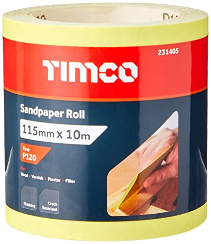 TIMCO Schleifpapier-Rolle, Körnung 120, 115 mm x 10 m, Gelb von TimCo