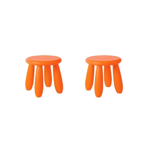 Timcryxient 2er-Set Haushaltskinder Kunststoff kurzer Hocker Erwachsene Schuhe wechseln Indoor verdickte Kindergarten Bodenbank Kindermöbel Orange von Timcryxient