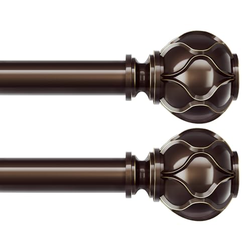 Gardinenstangen für Fenster, 183 bis 360 cm, 2 Stück, 2,5 cm bronzefarbene verstellbare dekorative Gardinenstange, extra lange, robuste Gardinenstangen mit Netzstruktur-Endstücken, Größe 81,3 cm - 381 Gardinenstangen für Fenster, 183 bis 360 cm, 2 Stück, 2,5 cm bronzefarbene verstellbare dekorative Gardinenstange, extra lange, robuste Gardinenstangen mit Netzstruktur-Endstücken, Größe 81,3 cm - 381 von Time Forest