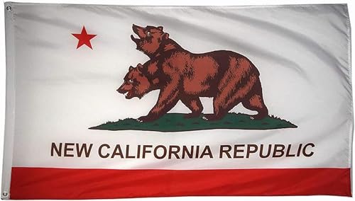 Time Roaming Flagge der New California Republik, Polyester, mit Messingösen, 90 x 150 cm von Time Roaming