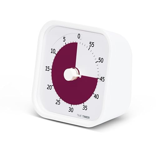 Time Timer Home MOD - 60 Minuten Visueller Timer Home Edition – Homeschooling, Timer für Schultisch, Bürotisch und Meetings mit lautlosem Betrieb (Lakenweiss) von TIME TIMER