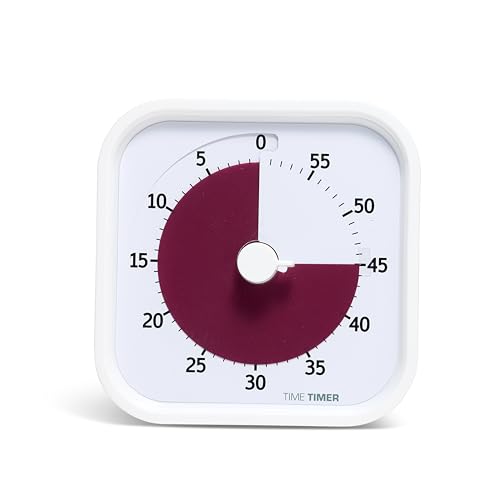 Time Timer Home MOD - 60 Minuten Visueller Timer Home Edition – Homeschooling, Timer für Schultisch, Bürotisch und Meetings mit lautlosem Betrieb (Lakenweiss) von TIME TIMER