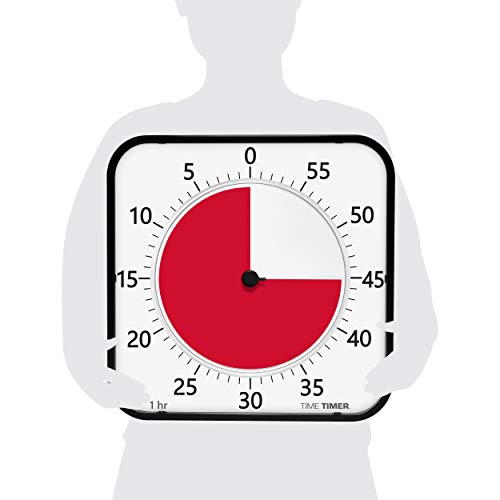 Time Timer MAX, extra-large visueller Analog-Timer (44x44cm), Einstellungen für 8 Dauer, austauschbare Zifferblätter, optionaler akustischer Alarm, kein lautes Ticken, Zeitmanagement-Gerät, (schwarz) von Time Timer