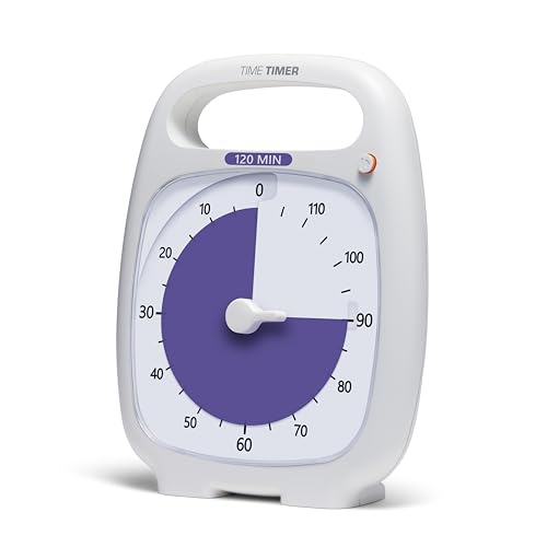 TIME TIMER PLUS 120-Minuten Visueller Analog Timer Uhr - Optionaler Aktustischer Alarm (Lautstärkeregler) Kein lautes Ticken; Zeitmanagement-Tool (Weiß) von TIME TIMER