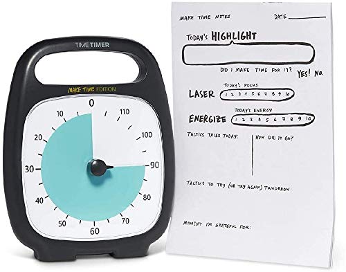Time Timer Plus 120 Minuten visueller Countdown-Uhr Make Time Edition mit Notizblock – für Kinder im Klassenzimmer, Lehrlehren, Übung und Küchentimer Anthrazit von TIME TIMER