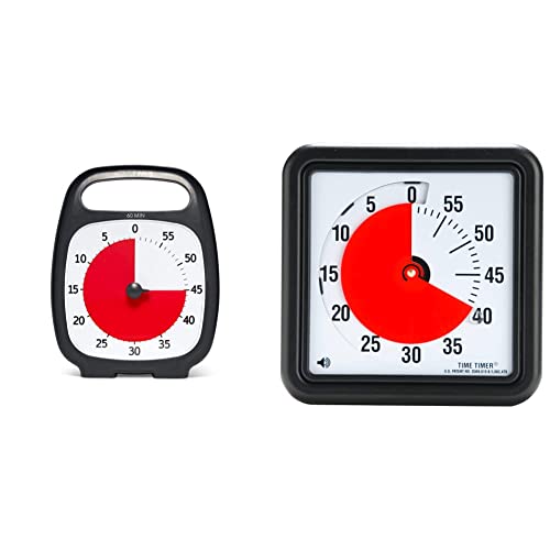 Time Timer Plus 60 Minute Visueller Analog-Timer (weiß) optionaler akustischer Alarm (Lautstärkeregler) & Original Medium 20x20 cm; 60-Minuten visueller Timer Countdown-Uhr für Klassenzimmer(schwarz) von TIME TIMER