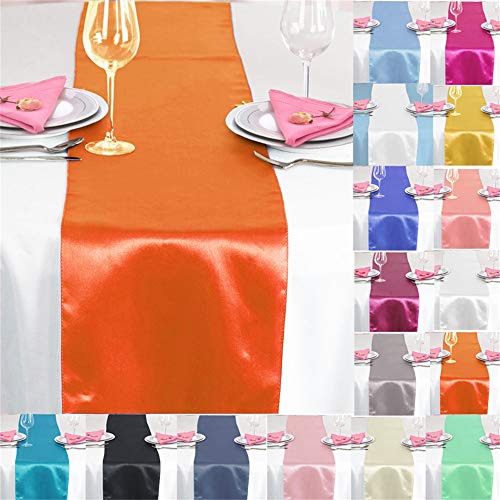 Time to Sparkle 10X Satin Tischläufer 30x275cm Tischdecke Hochzeit Bankett Dekoration Party - Orange von Time to Sparkle