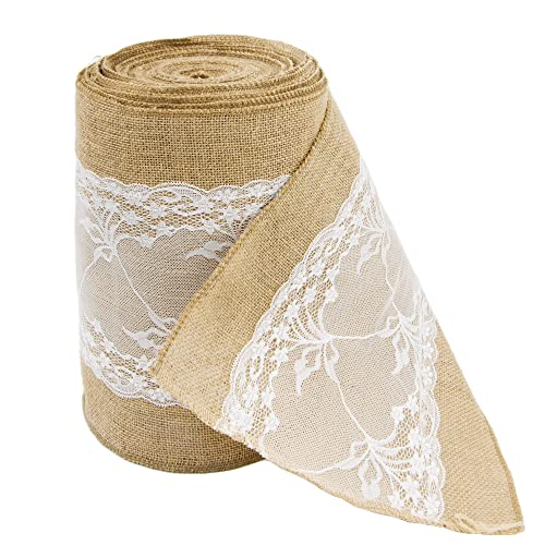 Time to Sparkle 1Roll 20MX30cm Jute Hessian lace Roll Hessian Vintage Rustic Burlap lace Table Runner Sewed Edge Wedding Table Decor (Jute Lace Middle) von Time to Sparkle