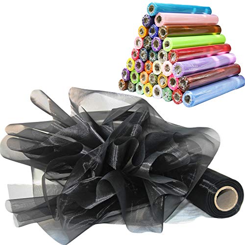 Time to Sparkle 29CM X 26M Organza Rolle Weich Schiere Stoff Hochzeit Party Geschenke(Black) von Time to Sparkle