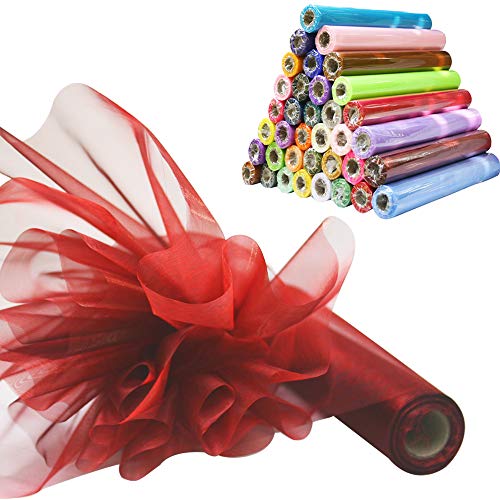 Time to Sparkle 29CM X 26M Organza Rolle Weich Schiere Stoff Hochzeit Party Geschenke(Burgundy) von Time to Sparkle