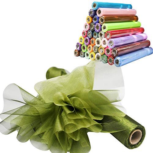 Time to Sparkle 29CM X 26M Organza Rolle Weich Schiere Stoff Hochzeit Party Geschenke(Olivegreen) von Time to Sparkle