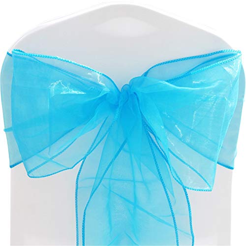 Time to Sparkle 50X Organza Schleife 22x280cm Stuhlhussen Stuhl Schärpe Band Organza Schleifenband Hochzeit Jahrestag Partys (Aquamarin) von Time to Sparkle