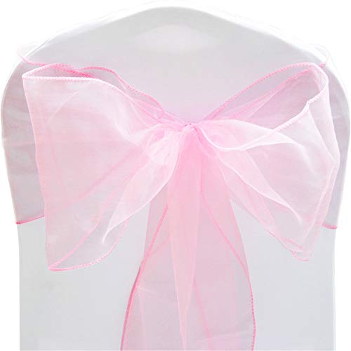 Time to Sparkle 50X Organza Schleife 22x280cm Stuhlhussen Stuhl Schärpe Band Organza Schleifenband Hochzeit Jahrestag Partys (Baby Pink) von Time to Sparkle