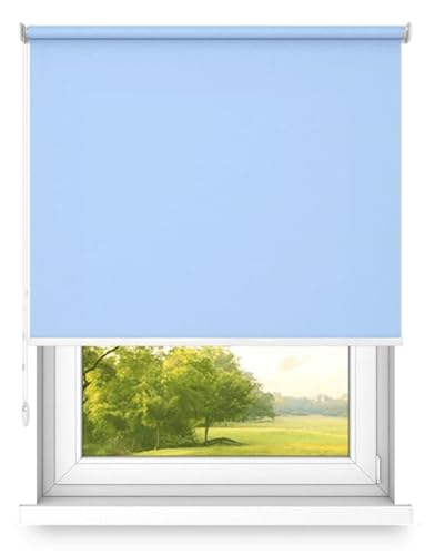 Freihängendes Rollo, Wand- oder Deckenmontage, groß, fi 32, Stahlhalterung, halbverdunkelnd, Blue Sky Farbe, 1000x1800mm von Time4Blinds