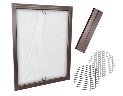 Time4Blinds Fliegengitter für Fenster - Insektenschutz ohne Bohren, mit Alurahmen Mückenschutz individuell kürzbar - Fliegennetz Fliegenschutzgitter 60x150 Braun Rahmen, schwarzes Netz von Time4Blinds