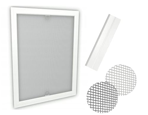 Time4Blinds Fliegengitter für Fenster - Insektenschutz ohne Bohren, mit Alurahmen Mückenschutz individuell kürzbar - Fliegennetz Fliegenschutzgitter 60x150 Weiß Rahmen, schwarzes Netz von Time4Blinds