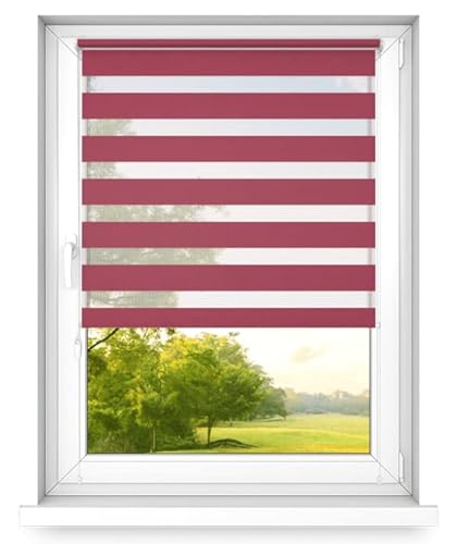 Time4Blinds Tag und Nacht Doppelrollo Mini - Fensterrollo Tag und Nacht - Rollo ohne Bohren - Sonnenschutz - Rollos für Schlafzimmer - Jalousien für Fenster - 70 x 140 cm - Rot - Links von Time4Blinds